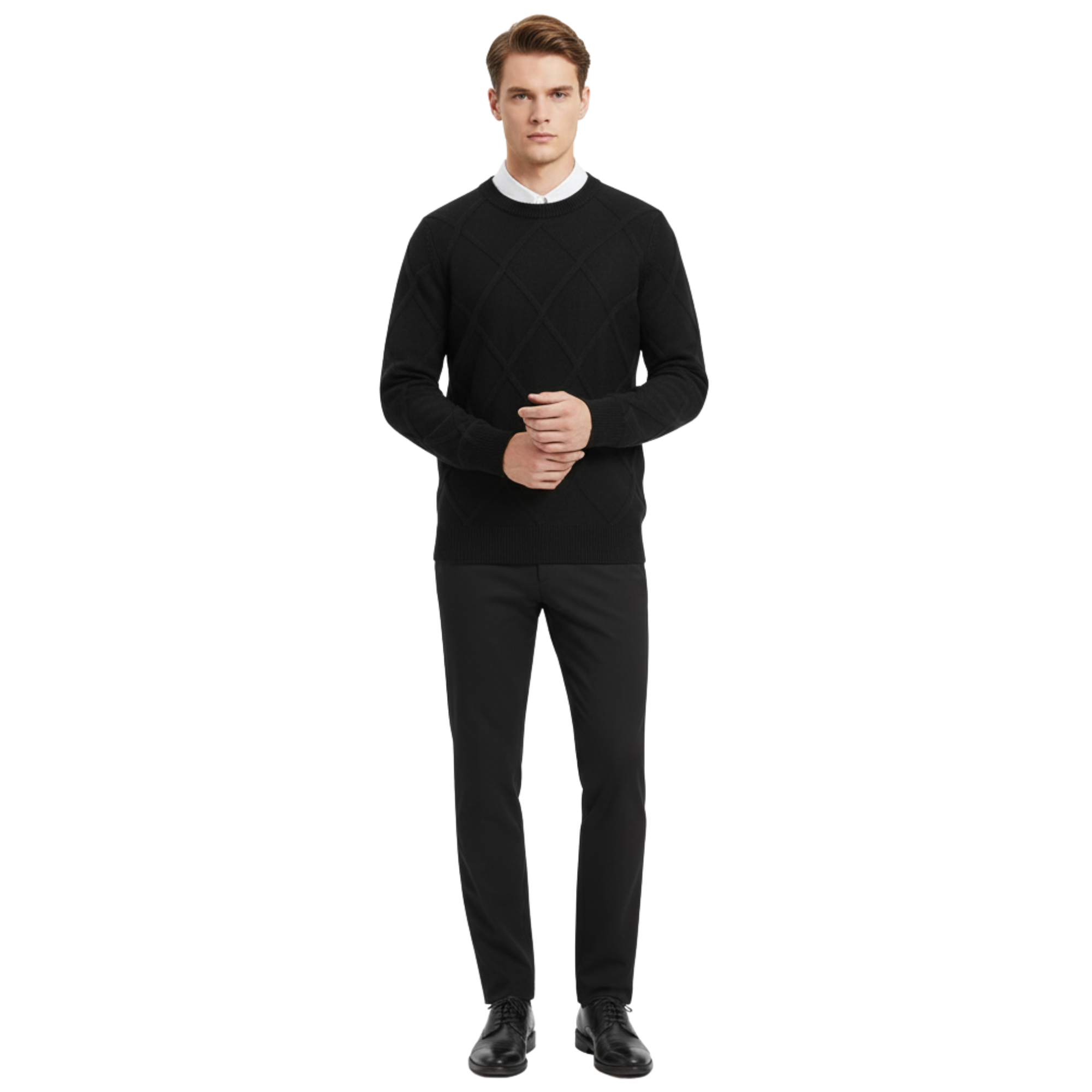 Blanchet Premium Cashmere Wool Sweater, Soft O-Neck Ribbed Cuffs & Hem