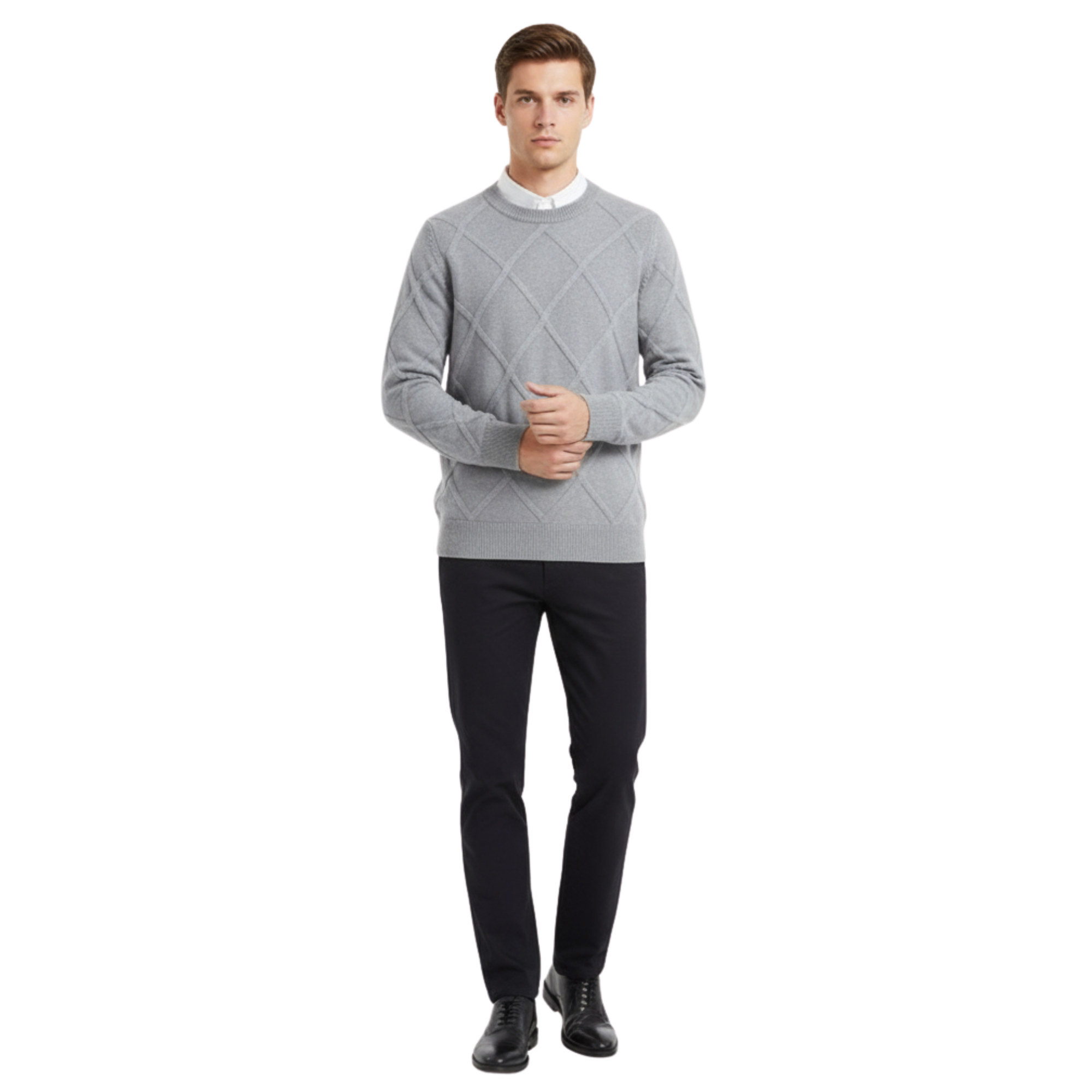 Blanchet Premium Cashmere Wool Sweater, Soft O-Neck Ribbed Cuffs & Hem