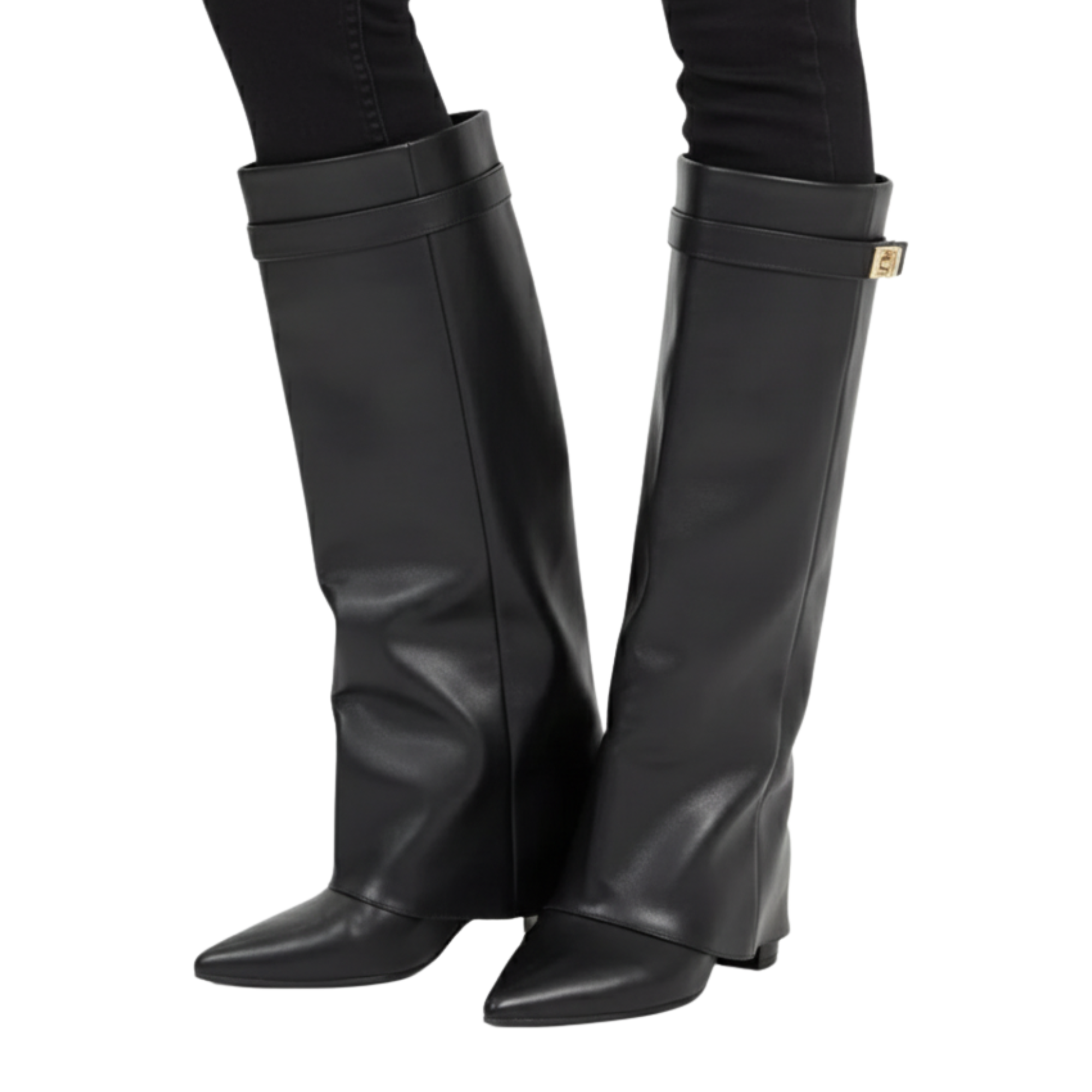 Fall Wide-Leg Tall Boots | Faux Suede Pointed Toe with Side Zipper & Minimal Strap Detail, Trendy Autumn Footwear