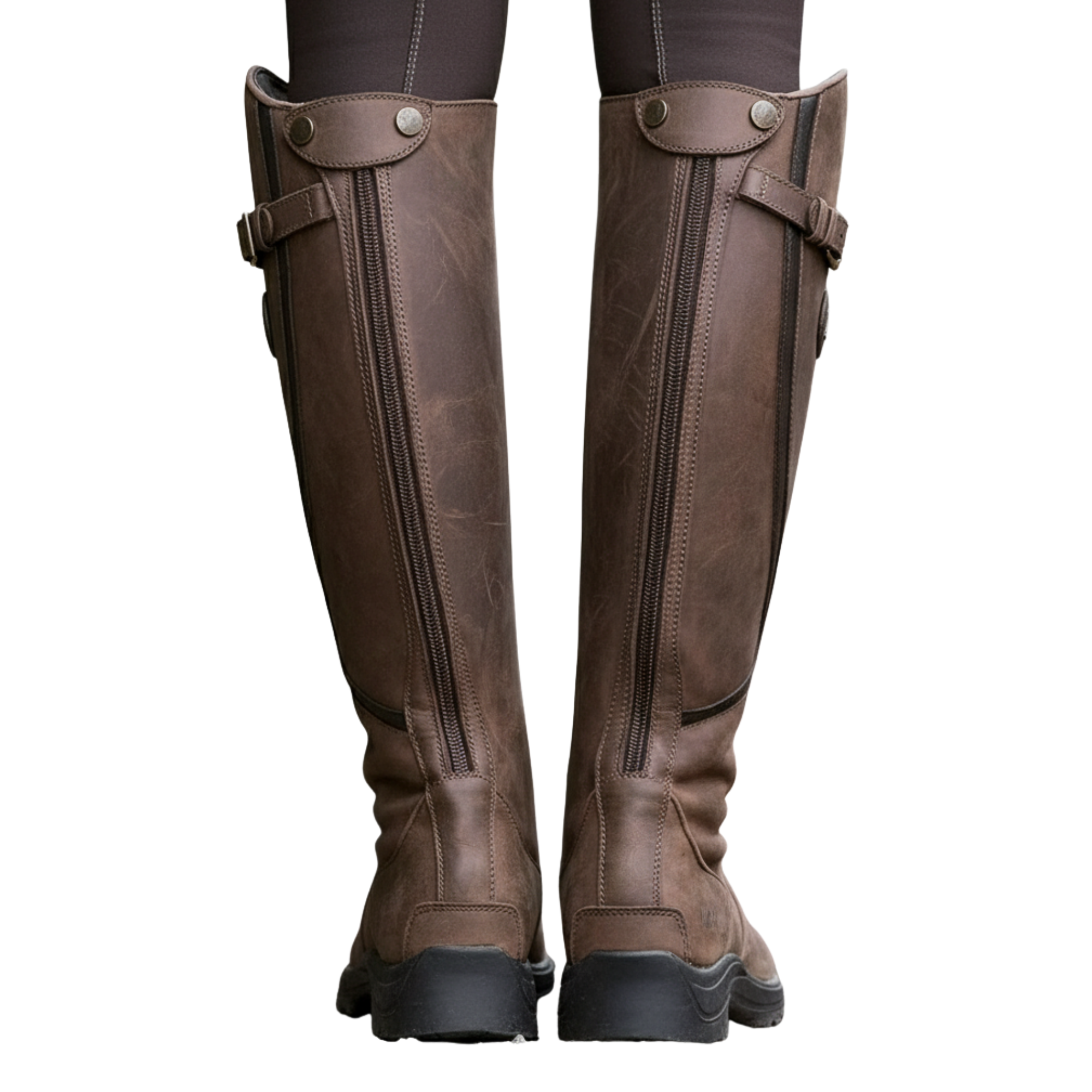 Fall Riding Boots for Women | Tall Faux Leather Boots with Adjustable Buckle Strap, Rounded Toe, Autumn-Ready Black Riding Boots for Outdoor & Casual Wear