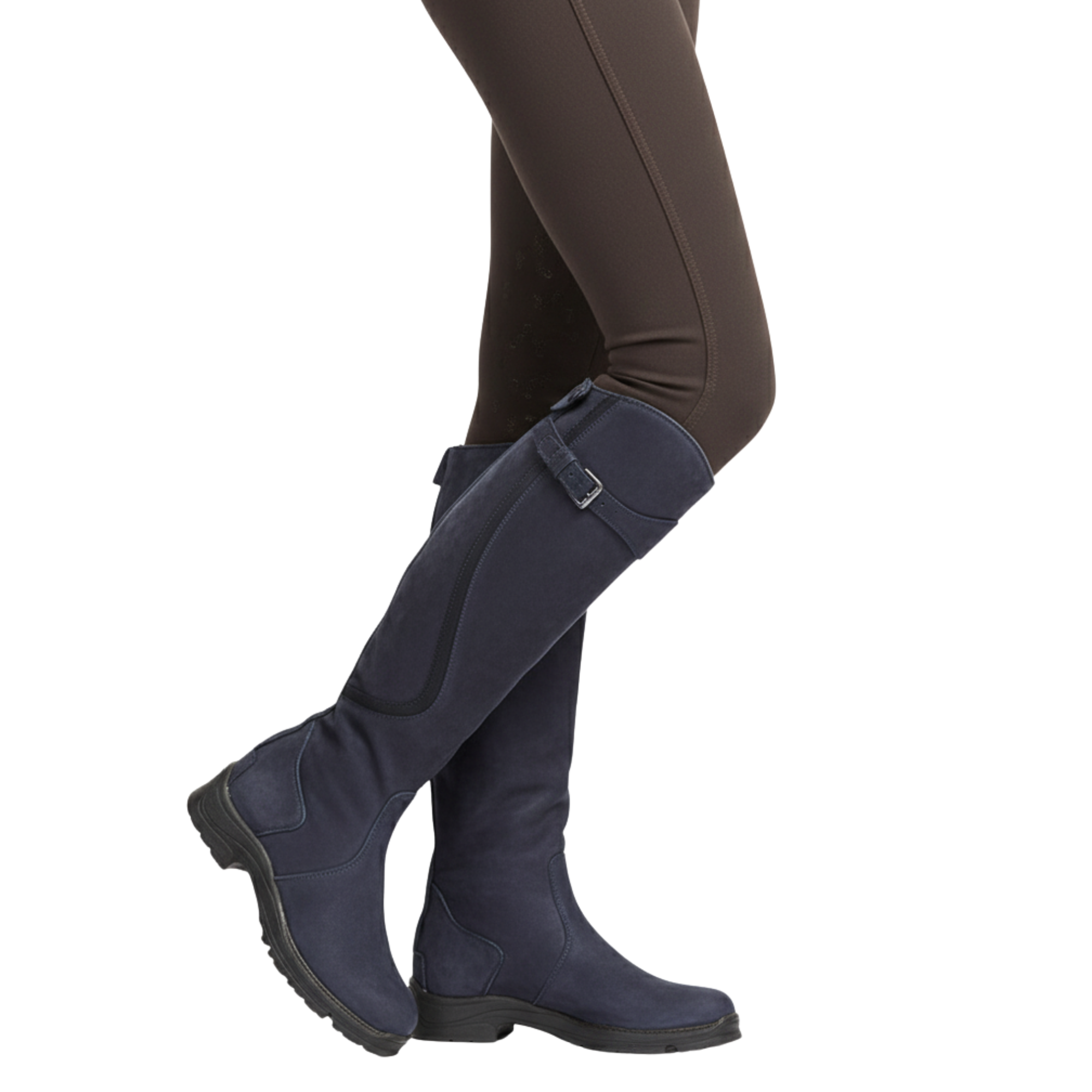 Fall Riding Boots for Women | Tall Faux Leather Boots with Adjustable Buckle Strap, Rounded Toe, Autumn-Ready Black Riding Boots for Outdoor & Casual Wear