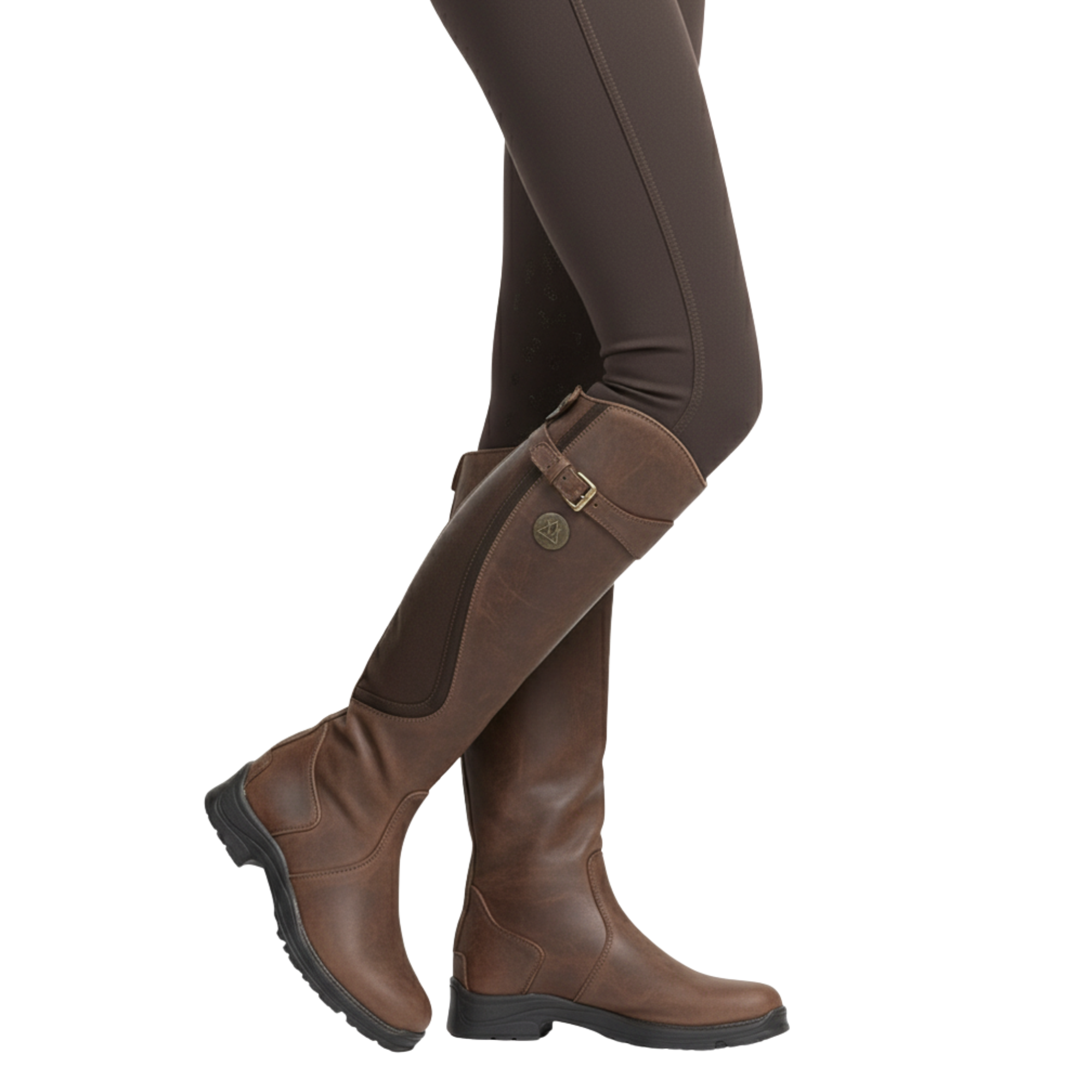 Fall Riding Boots for Women | Tall Faux Leather Boots with Adjustable Buckle Strap, Rounded Toe, Autumn-Ready Black Riding Boots for Outdoor & Casual Wear