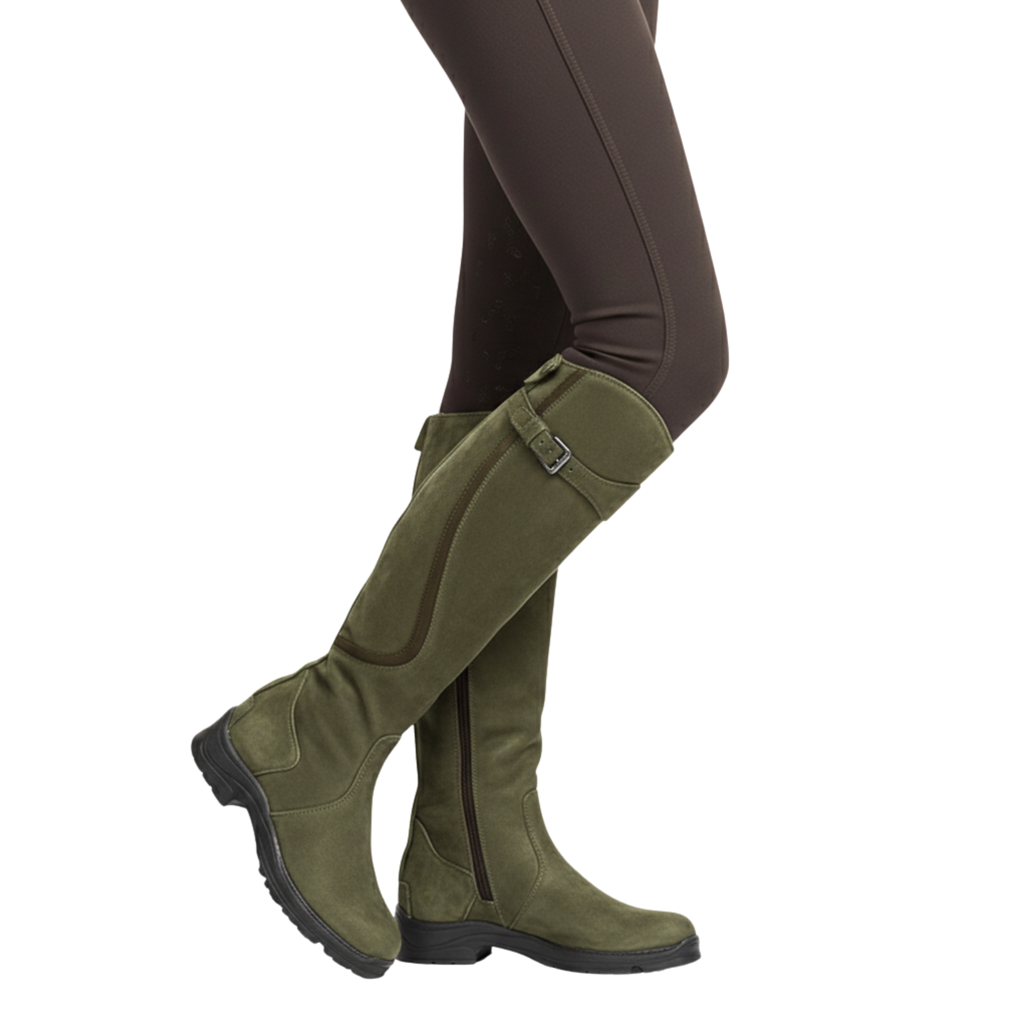 Fall Riding Boots for Women | Tall Faux Leather Boots with Adjustable Buckle Strap, Rounded Toe, Autumn-Ready Black Riding Boots for Outdoor & Casual Wear