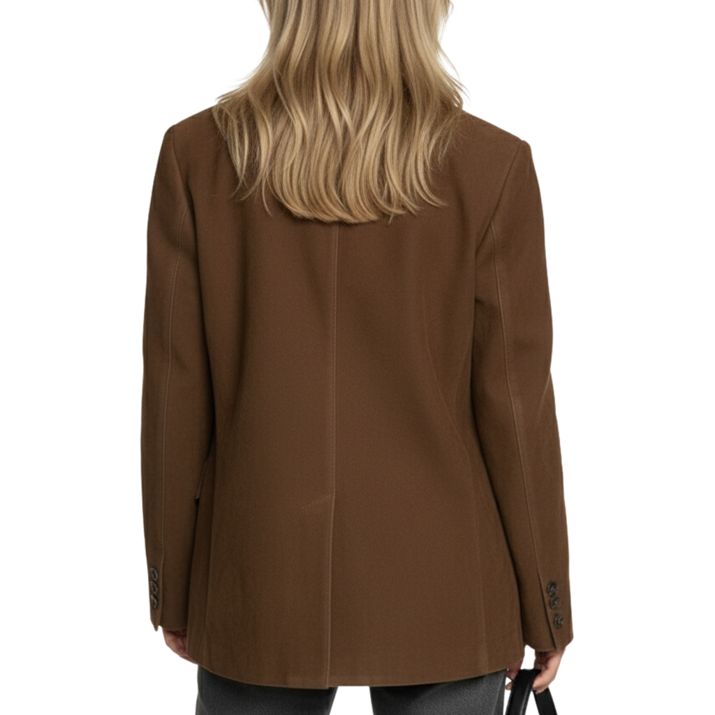 Fall Suede Buttoned Jacket | Tailored Straight-Cut Jacket with Long Sleeves & Pointed Collar, Ideal for Layering in Autumn Tones, Seasonal Outerwear