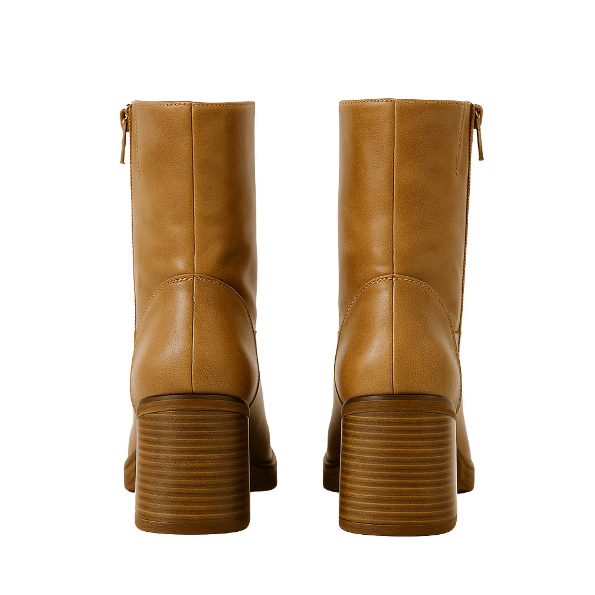 Fall Block Heel Mid Boots | Faux Leather Mid-Calf Boots with Square Toe, Side Zipper & Stitched Panels for Autumn Layering, Stylish Seasonal Footwear