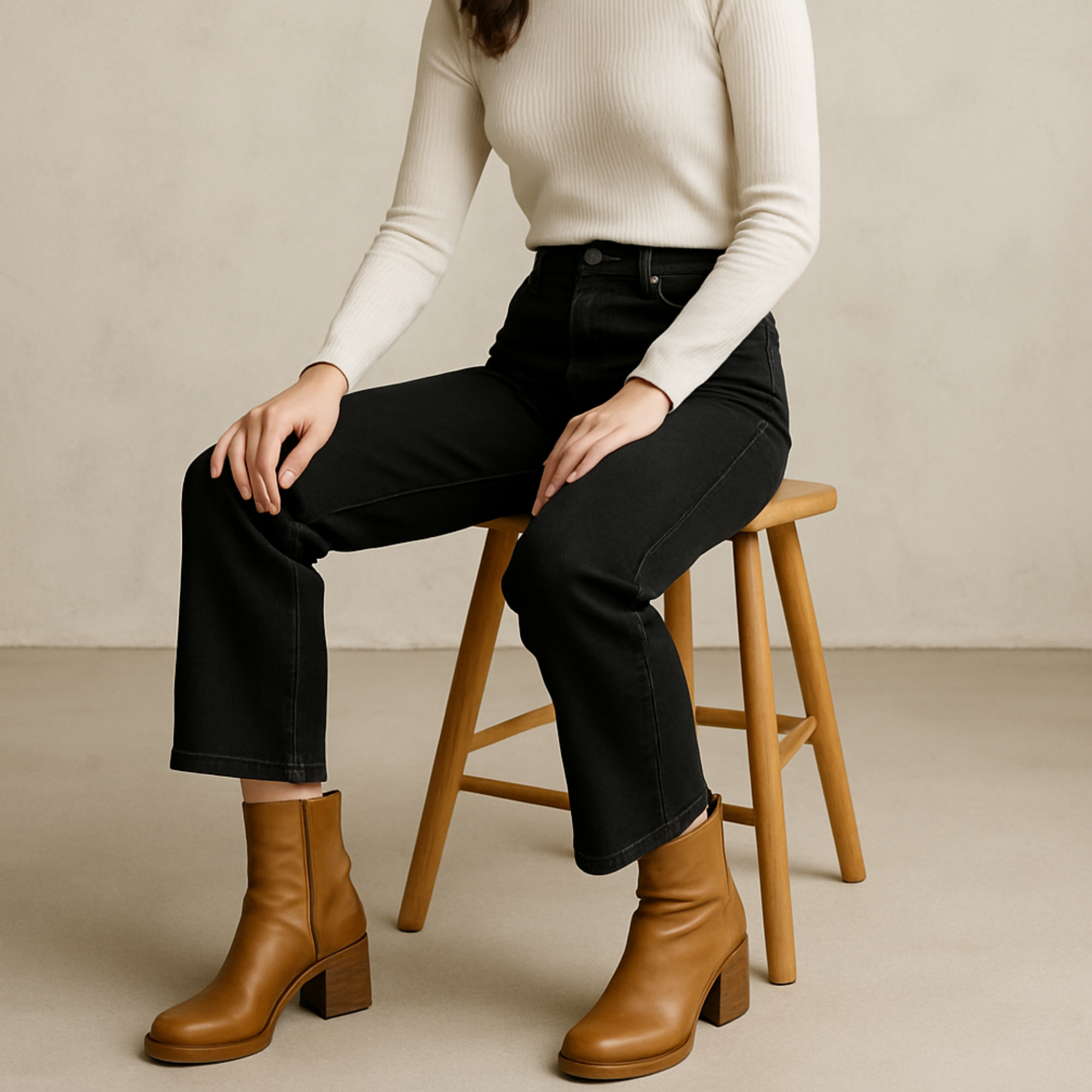 Fall Block Heel Mid Boots | Faux Leather Mid-Calf Boots with Square Toe, Side Zipper & Stitched Panels for Autumn Layering, Stylish Seasonal Footwear