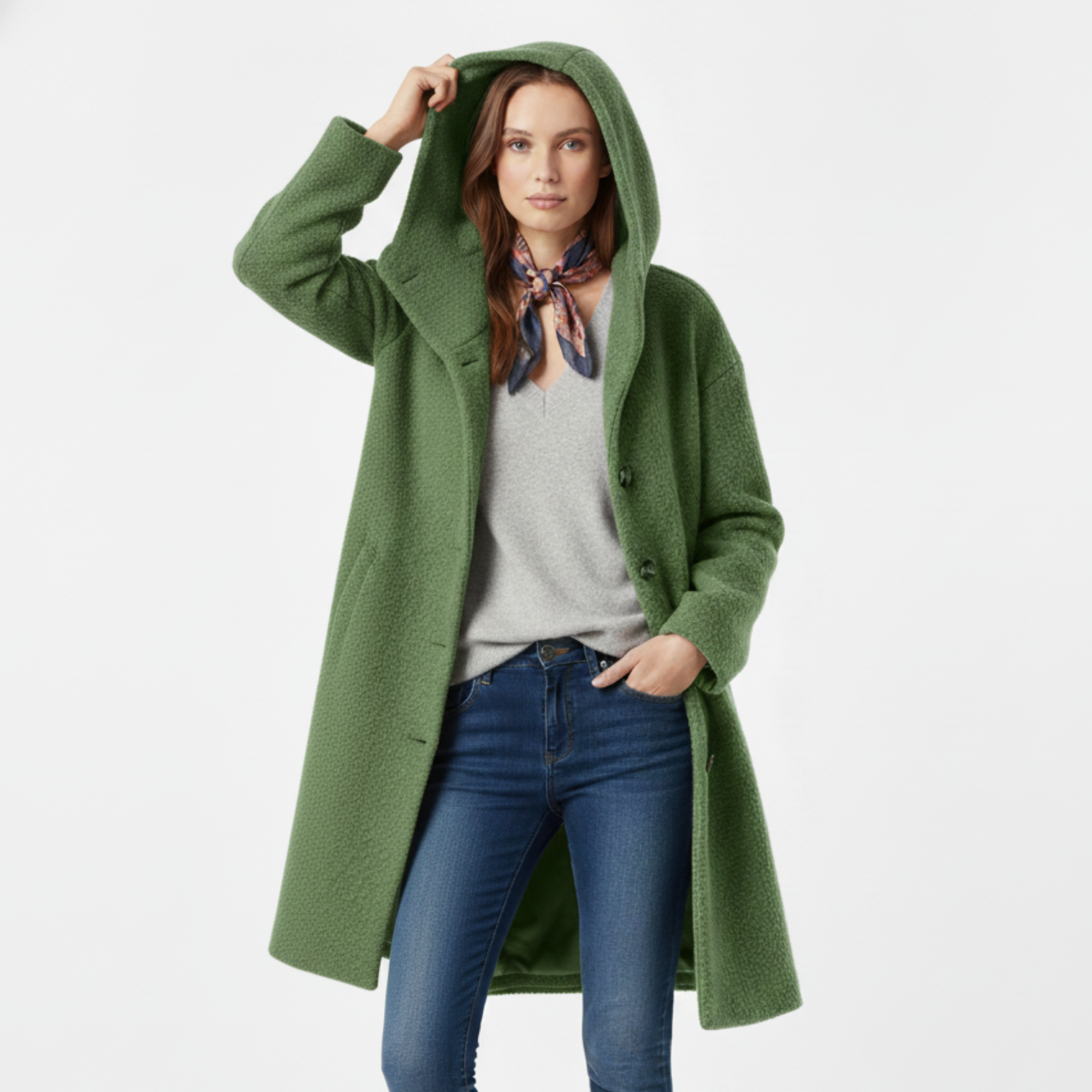 Fall Highland Wool Coat | Longline Straight Silhouette with Button Front, Oversized Sleeves & Structured Design, Fall Layering Essential for Women