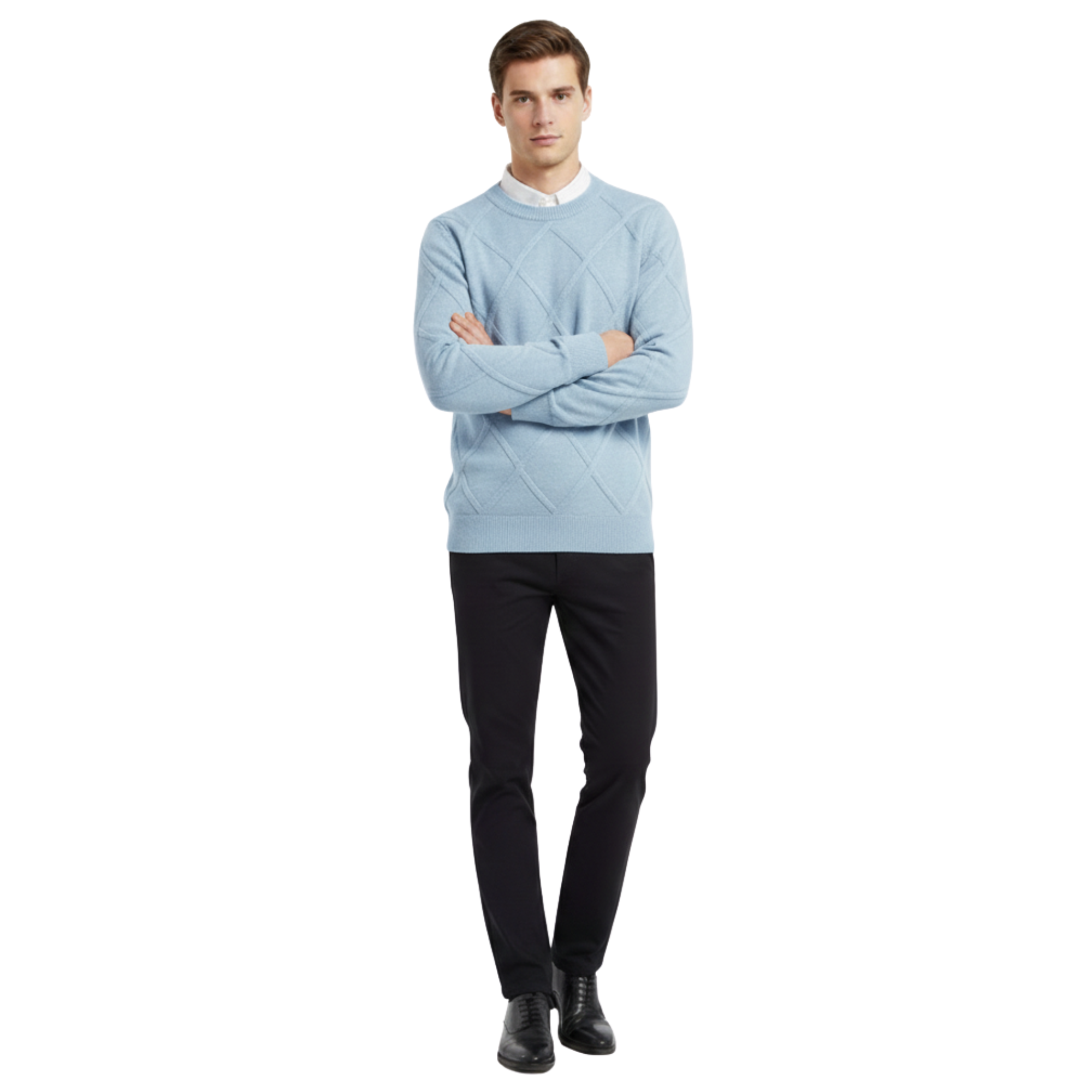 Blanchet Premium Cashmere Wool Sweater, Soft O-Neck Ribbed Cuffs & Hem