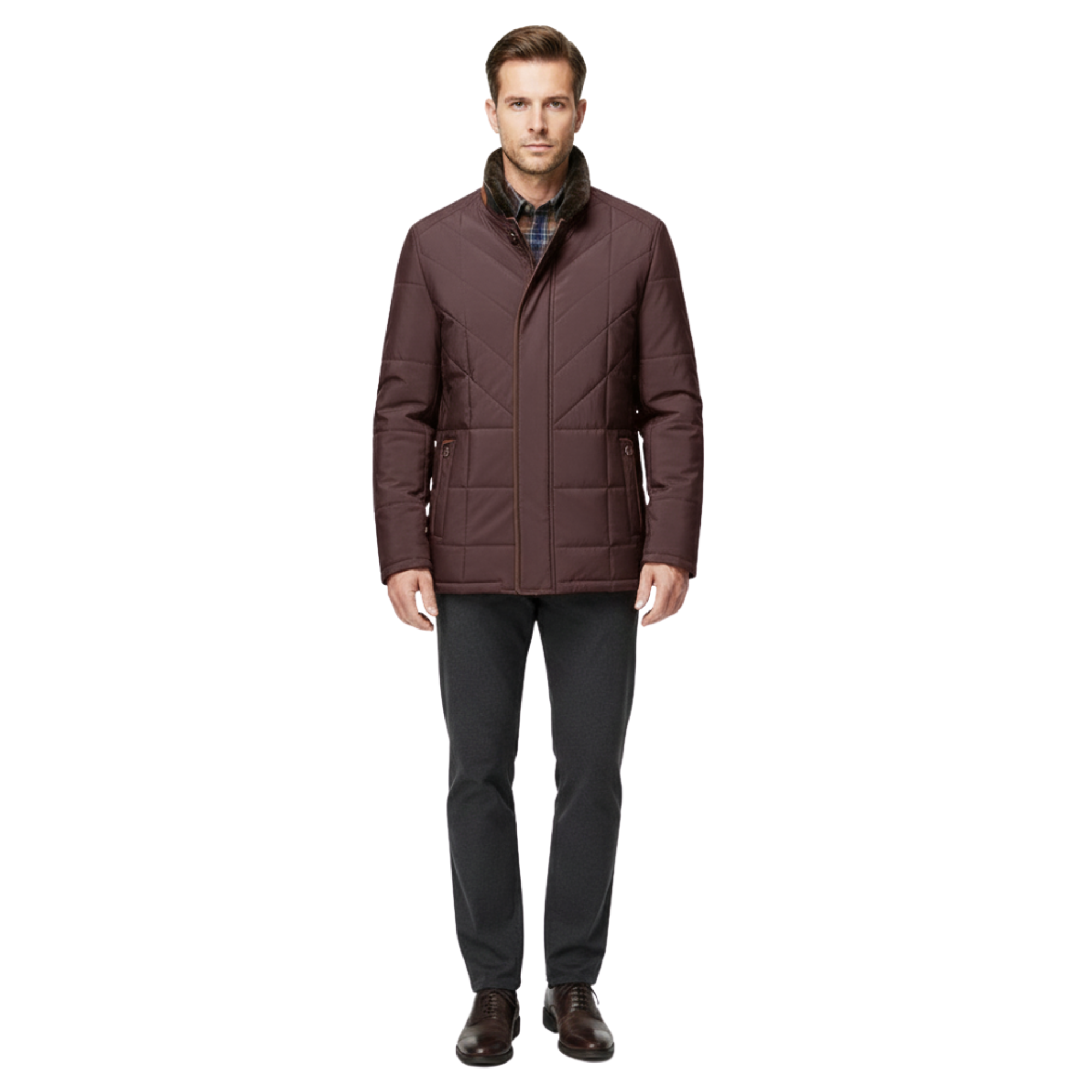 Elegant Comfort Jacket, Luxurious Cotton-Polyester Blend with Fur-Lined Stand Collar, Zipper & Button Closure, Versatile Outerwear for Office, Travel