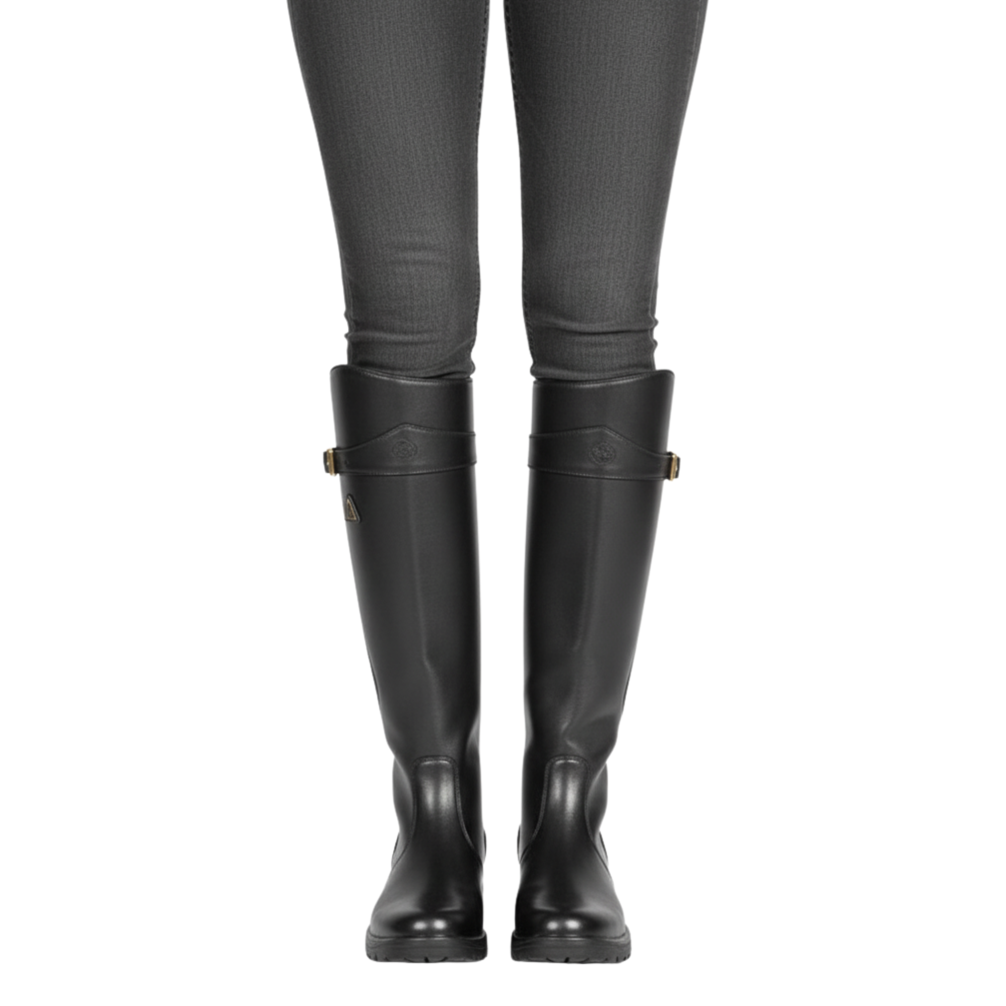 Fall Riding Boots for Women | Tall Faux Leather Boots with Adjustable Buckle Strap, Rounded Toe, Autumn-Ready Black Riding Boots for Outdoor & Casual Wear