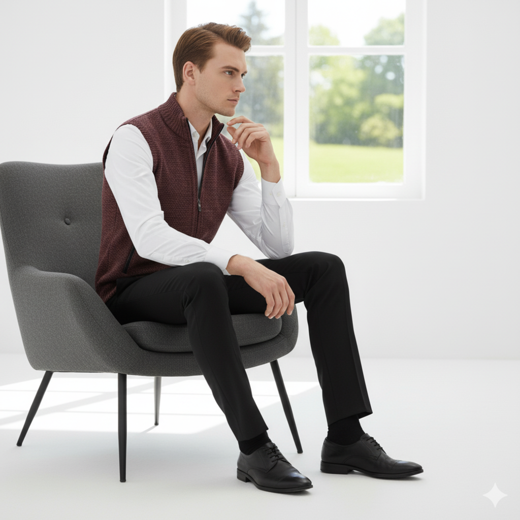 Blanchet Zip-Up Sweater Vest | Wool Blend Sleeveless Vest with Zipper Closure & Cozy Turn-Down Collar, Casual Layering Essential